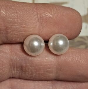 Sterling Silver Plated Pearl Earring Studs